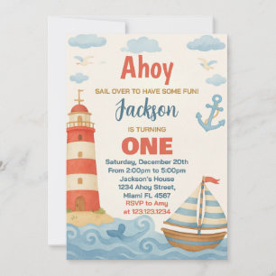 Ahoy ! Nautical Birthday Party Invitation