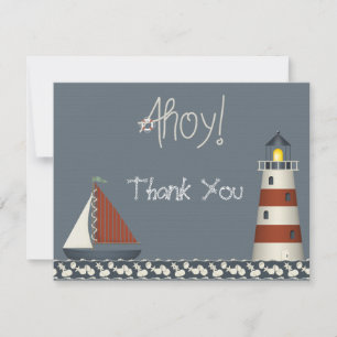 Ahoy Sail Boat & Lighthouse Merci Cartes de notes