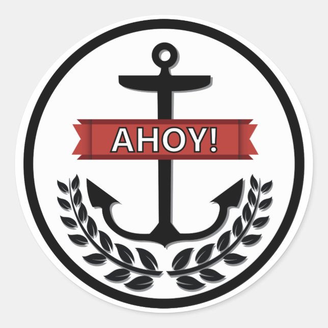 Ahoy - Sticker rond classique, brillant (Devant)