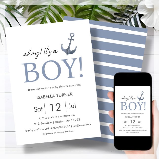 Ahoy ! Un garçon | Invitation Baby shower (Créateur téléchargé)