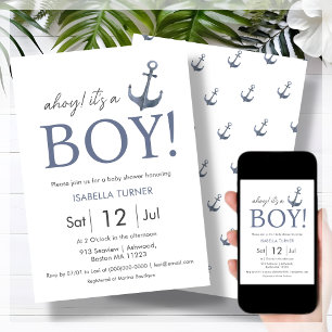 Ahoy ! Un garçon   Invitation Baby shower