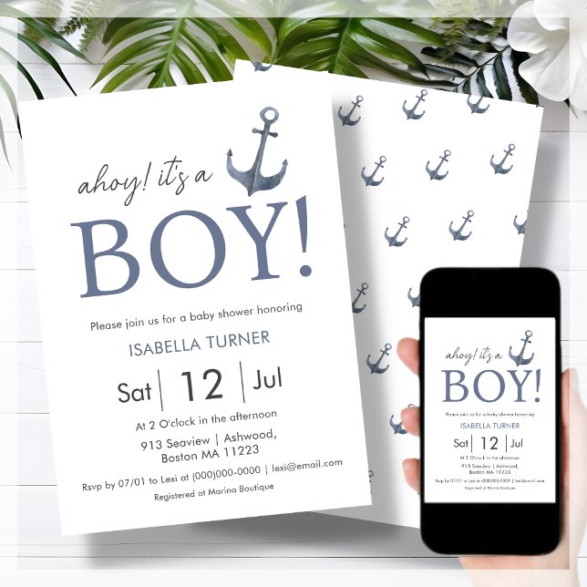 Ahoy ! Un garçon | Invitation Baby shower (Créateur téléchargé)
