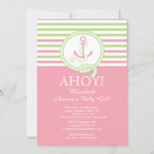 Ahoy ! Une fille Nautique Baby shower Invitation