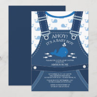 Ahoy Whale Baby shower nautique Invitation