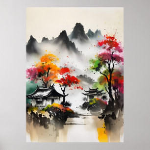 AI Ink Dessin paysage Poster