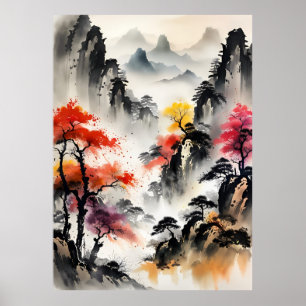 AI Ink Dessin paysage Poster