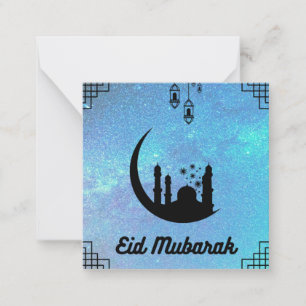 Aïd Moubarak Bleu Voie Lactée en Noir Carte Note T