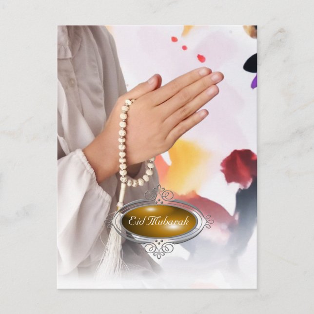 Aïd Moubarak / Carte de vacances pour fille Hijab (Devant)