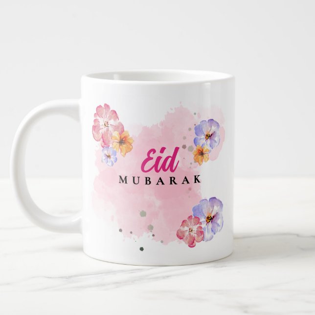 Aïd Moubarak Jumbo Mug - Aquarelle Florale (Gauche)