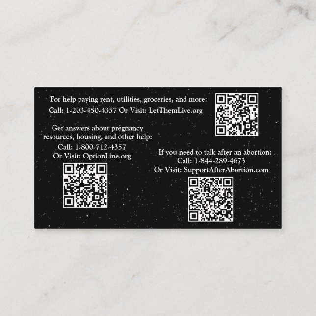 Aide à la grossesse et carte d'information après a (Dos)