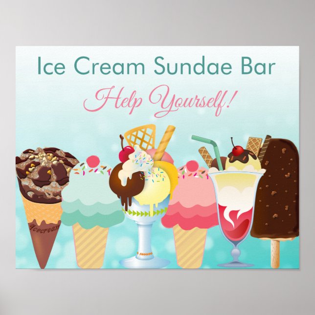 Aide-toi Ice Cream Sundae Bar Poster (Devant)