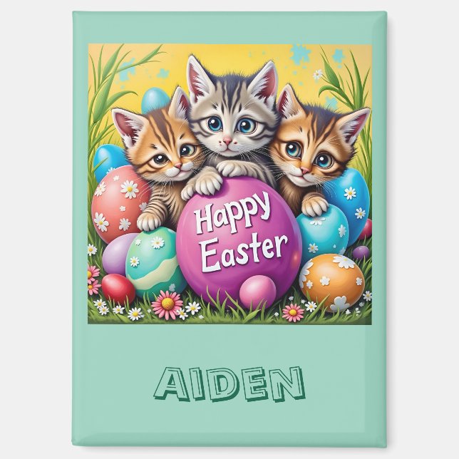 AIDEN ~ LAPINS DE PÂQUES Œufs de Pâques ~  Aimant (Recto)