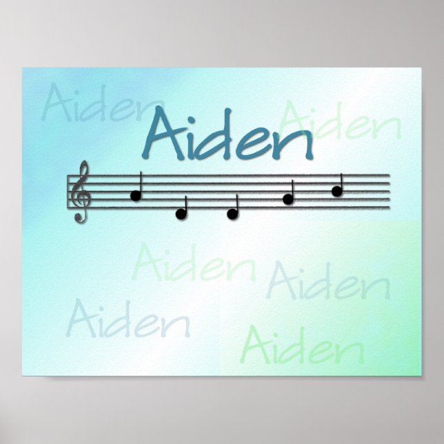 Aiden Nom Musical Affiche Chambre De Nursery (Devant)