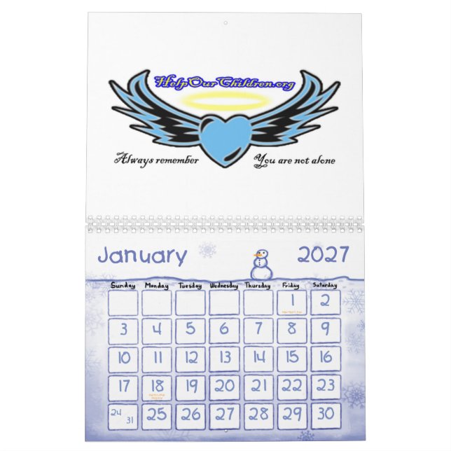 Aidez notre calendrier d'enfants (Jan 2027)