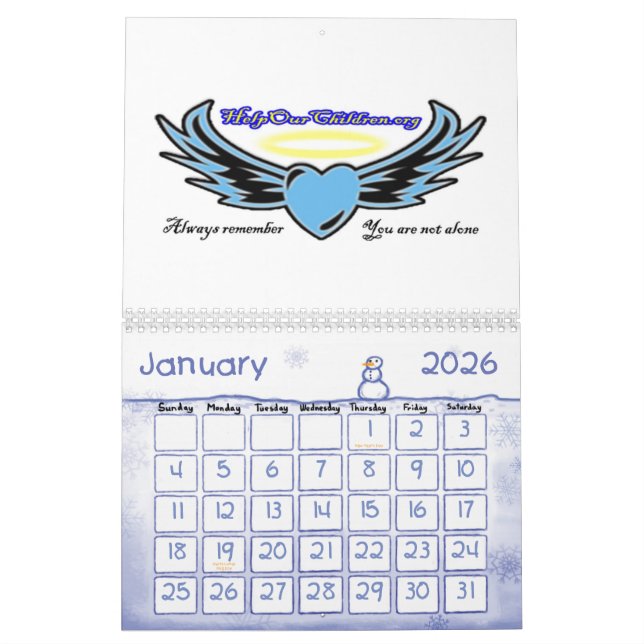 Aidez notre calendrier d'enfants (Jan 2026)