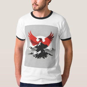 Aigle albanais & Montagnes   T-Shirt Moderne Hérit