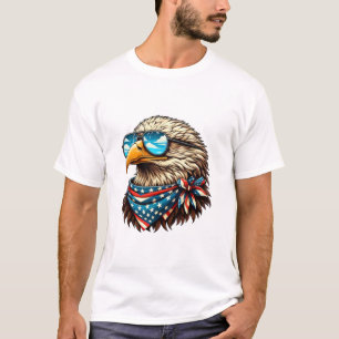 Aigle américain avec lunettes bleues T-shirt de lu