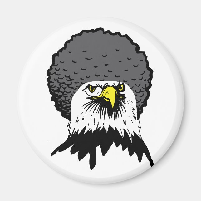 Aigle américain chauve afro aimant drôle pour réfr (Devant)