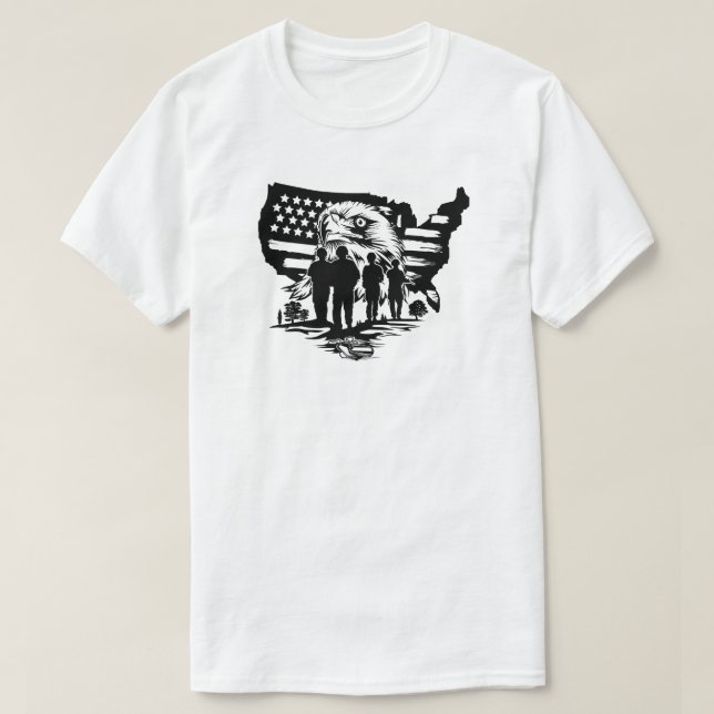 Aigle avec drapeau américain et T-shirt soldats (Design devant)