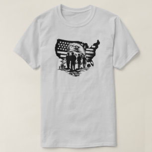 Aigle avec drapeau américain et T-shirt soldats