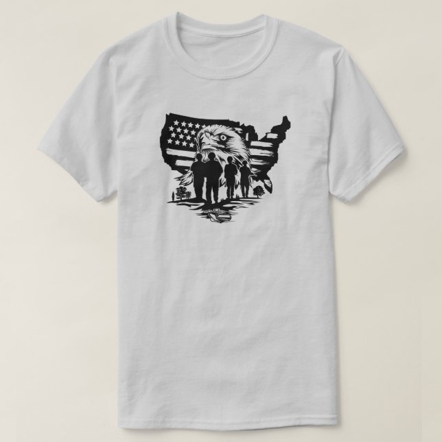 Aigle avec drapeau américain et T-shirt soldats (Design devant)