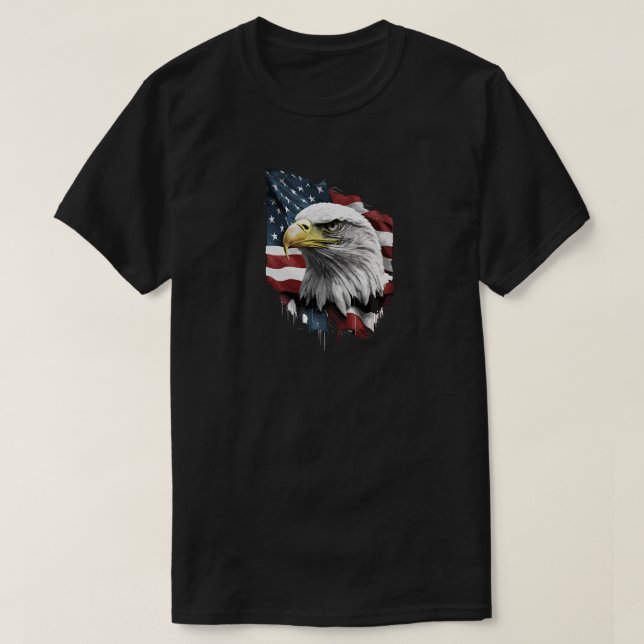 Aigle Avec T-shirt Drapeau Américain (Design devant)