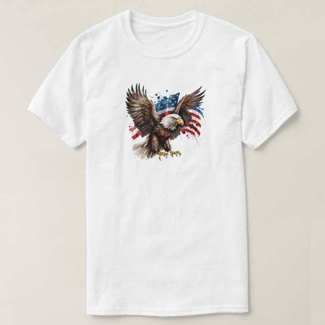 Aigle Avec T-shirt Drapeau Américain (Design devant)