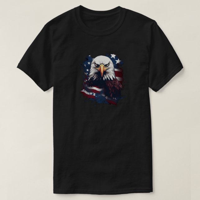 Aigle Avec T-shirt Drapeau Américain (Design devant)