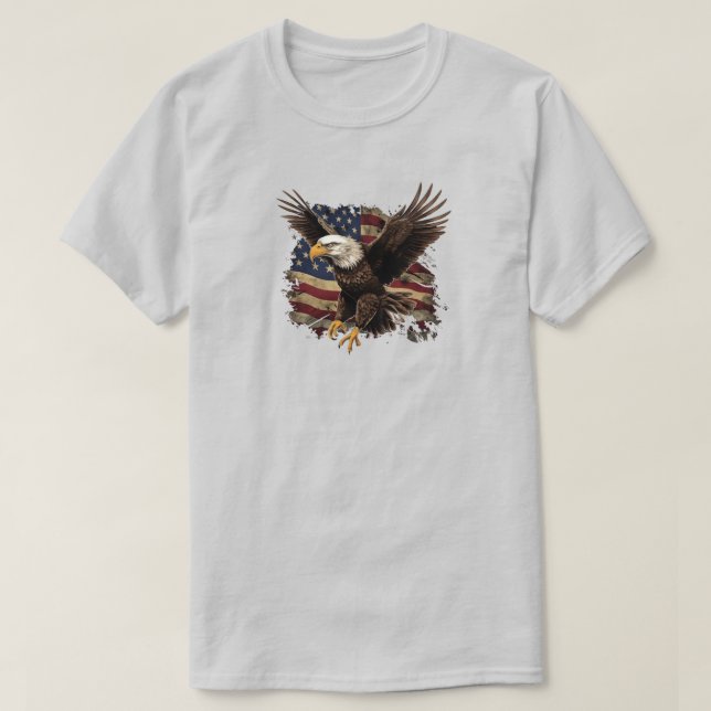 Aigle avec T-Shirt du drapeau américain (Design devant)