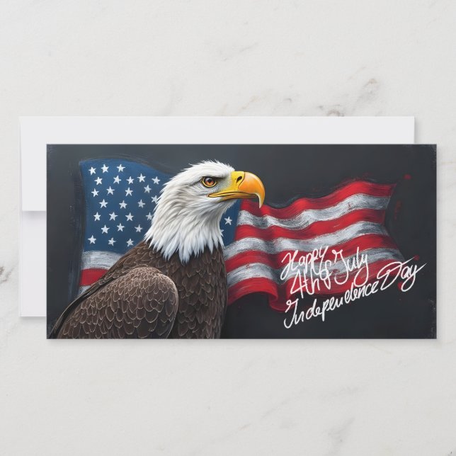 Aigle chauve avec drapeau américain Art du 4 juill (Devant)