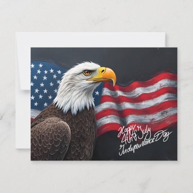 Aigle chauve avec drapeau américain Art du 4 juill (Devant)