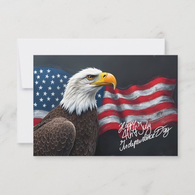 Aigle chauve avec drapeau américain Art du 4 juill (Devant)