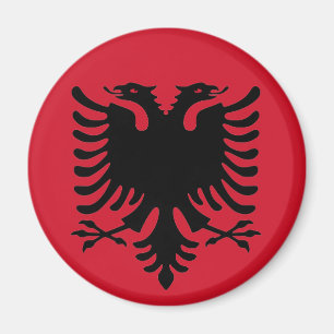 Aigle D'Albanie Drapeau Noir Sur Un Aimant Rouge F