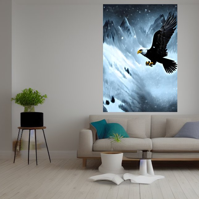 Aigle dans la montagne enneigée | AI Art Poster (Créateur téléchargé)