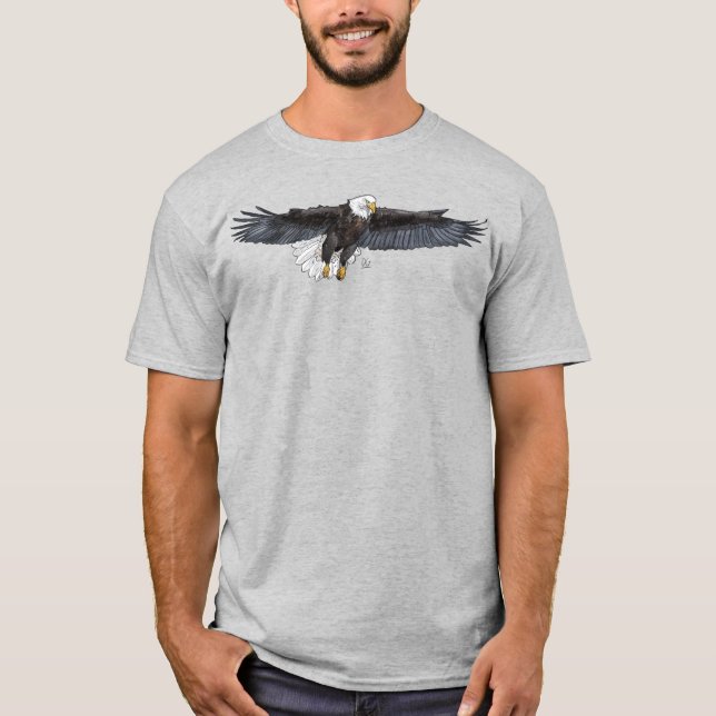 Aigle de chauve avec des ailes étalées T-shirt hom (Devant)