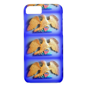 aigle d'or sur coque iphone bleu