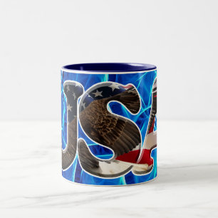 Aigle et drapeau Patriotique Fractale Voyage Mug