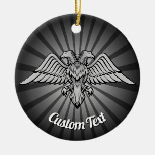 Aigle gris avec deux têtes Ornement céramique