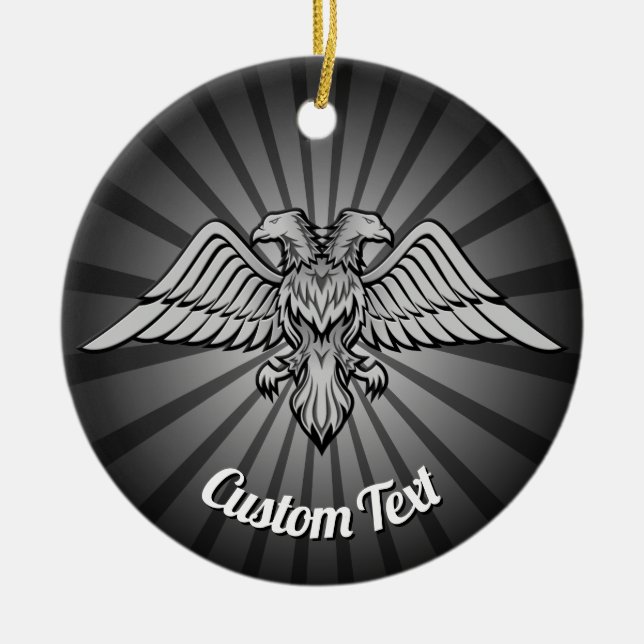 Aigle gris avec deux têtes Ornement céramique (Devant)