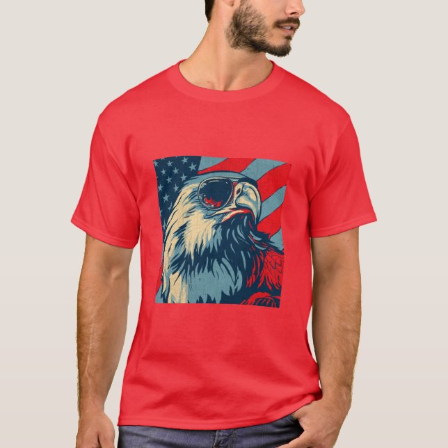 "Aigle patriotique avec T-shirt lunettes de soleil (Devant)