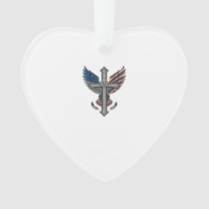 Aigle Patriotique Croix Gravure Vintage Vecteur Dé