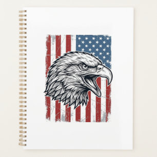 Aigle Patriotique Drapeau Américain Gravure Vintag