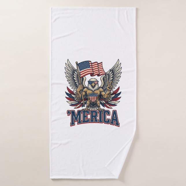 Aigle Patriotique Merica Vintage Vector Design de  (Serviette de bain)