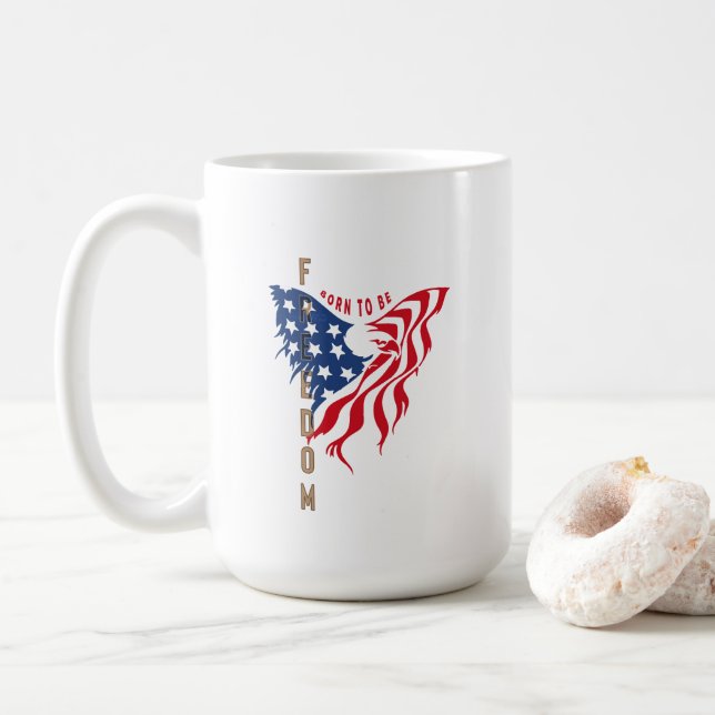 Aigle Patriotique Né pour être Libre | Mug Classiq (Avec donut)