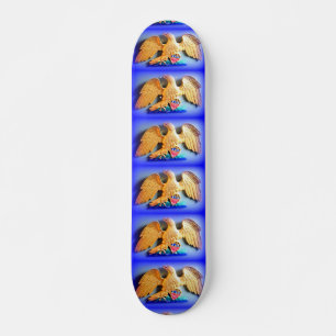 aigle royal sur skateboard bleu
