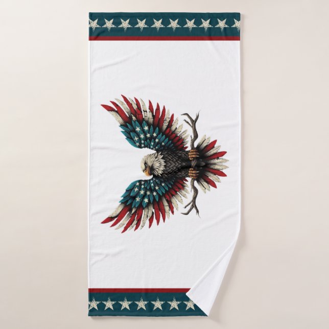 Aigle rustique patriotique américain/américain cha (Serviette de bain)