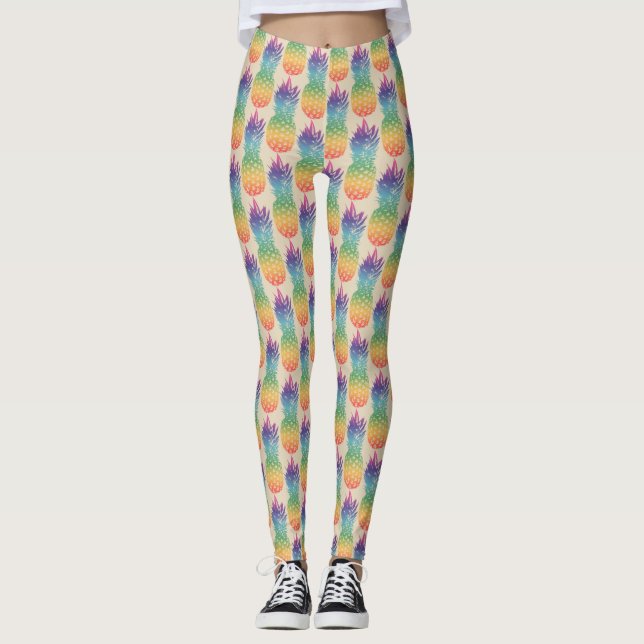 Aiguille arc-en-ciel fruits motif imprimer legging (Devant)