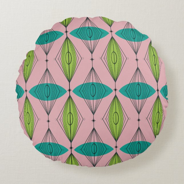 Aiguille rose atomique et Coussin rond Starbursts (Devant)