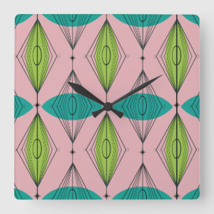 Aiguille rose atomique & Starburts Horloge murale