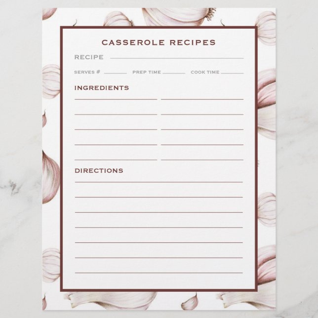 Ail | Blanc simple | Page Recette Casserole (Devant)